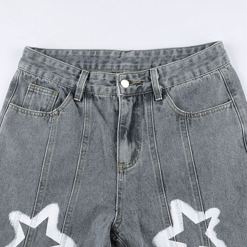 Y2k Stars Baggy Denim Pants - Cosmique Studio