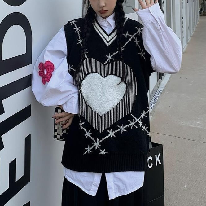 Barbed Heart Sweater Vest - Cosmique Studio