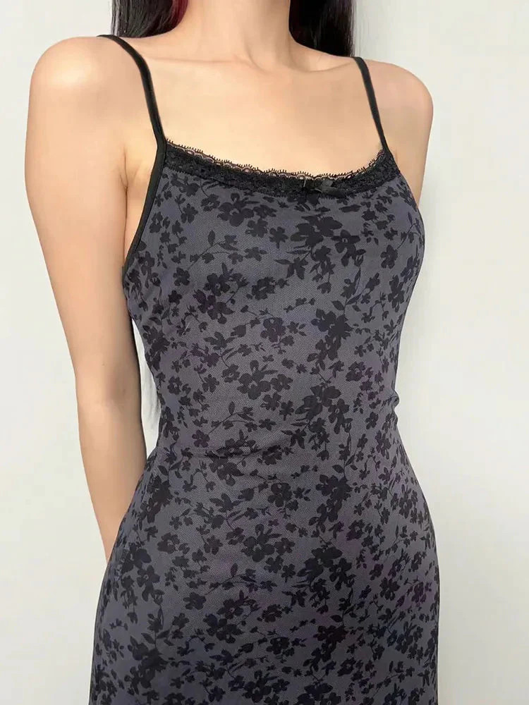 grunge floral dress Grunge Floral Mesh Midi Dress main image 0