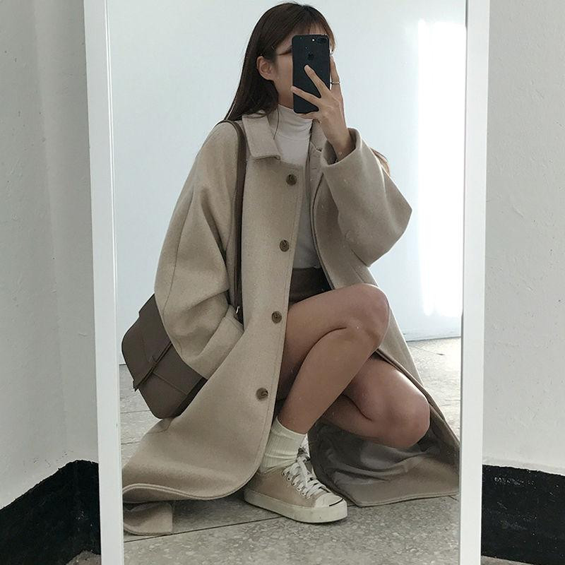 OFFICE STYLE CHIC CREAM LONG COAT 