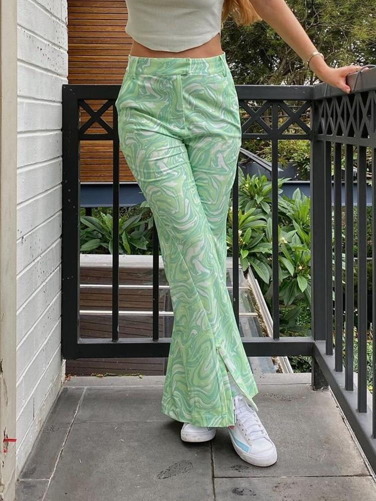 Y2K AESTHETIC SWIRL PRINT PANTS 