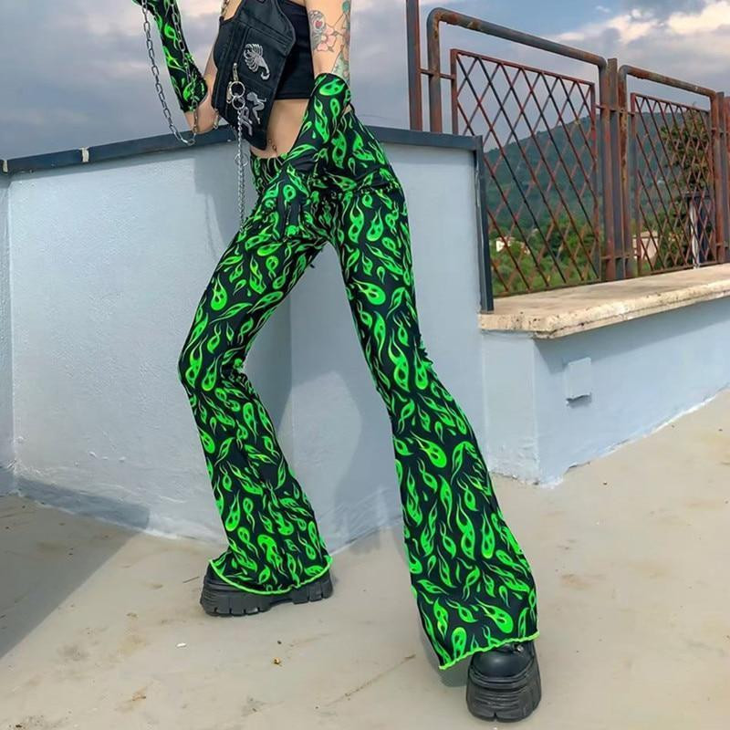 HARAJUKU NEON COLOR FLAMING FIRE PANTS 