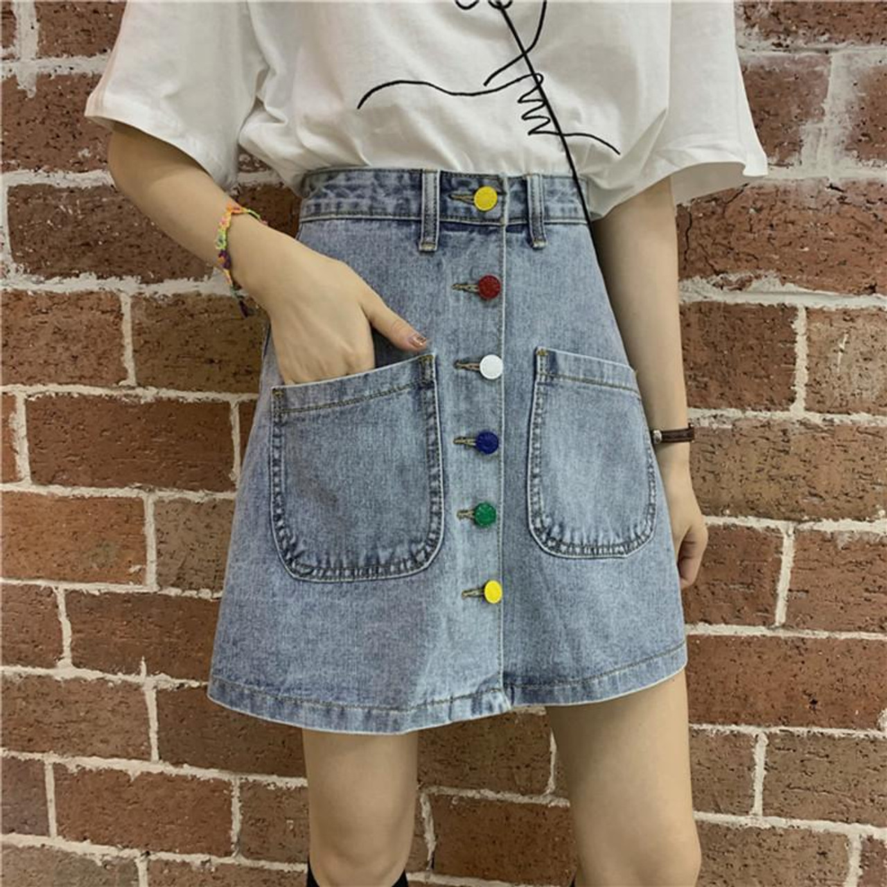 VINTAGE POCKETS DENIM SKIRT - Cosmique Studio