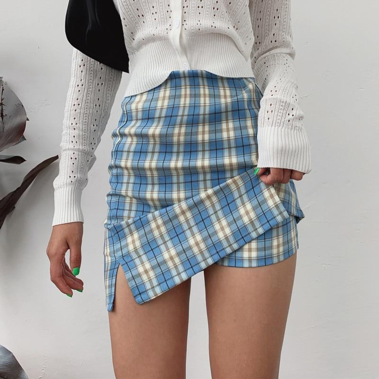 Y2k Pleated Denim Mini Skirt - Cosmique Studio