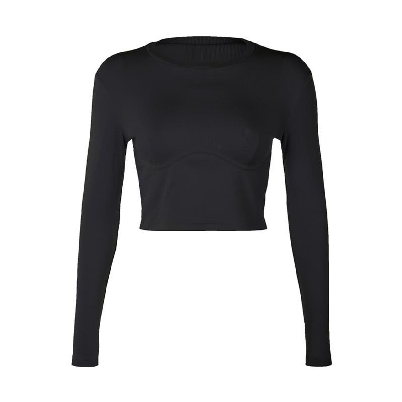 O-NECK LONG SLEEVE EDGY CROP TOP - Cosmique Studio