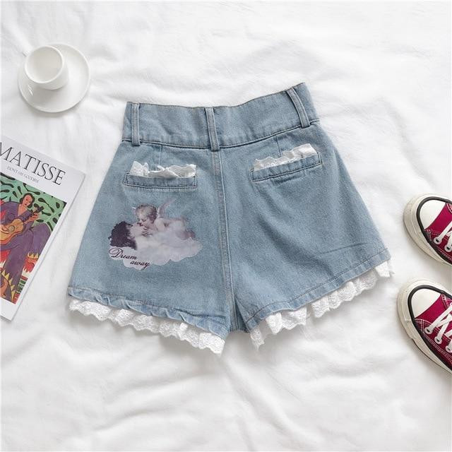 KAWAII LOLITA STYLE ANGEL PRINTED DENIM 