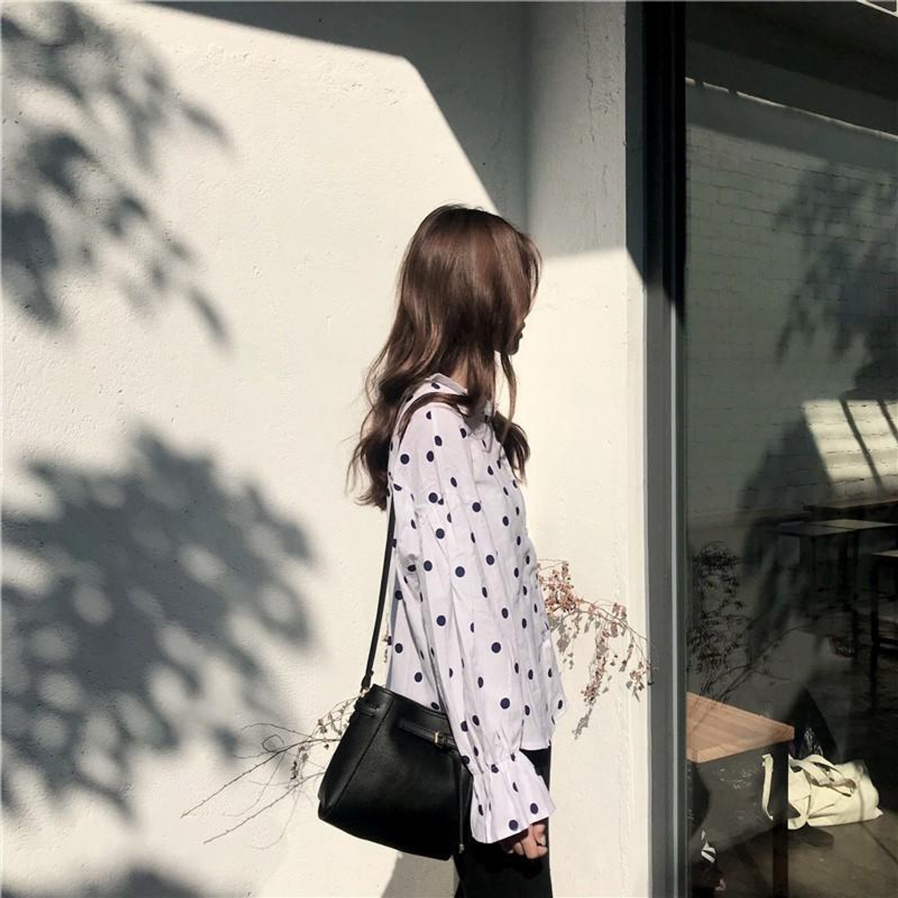 KOREAN STYLE POLKA DOT SHIRT - Cosmique Studio