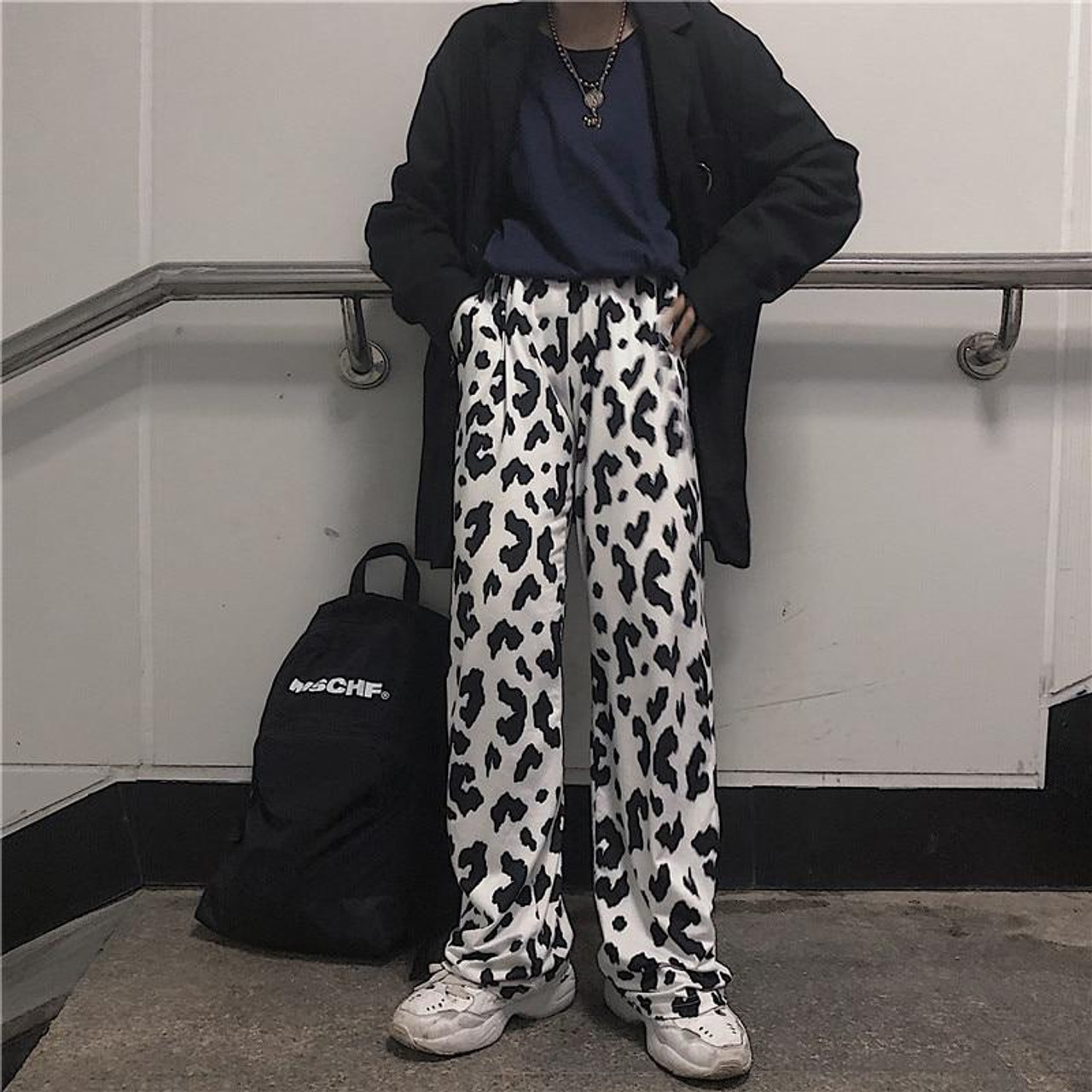 HARAJUKU COW PRINT PANTS - Cosmique Studio