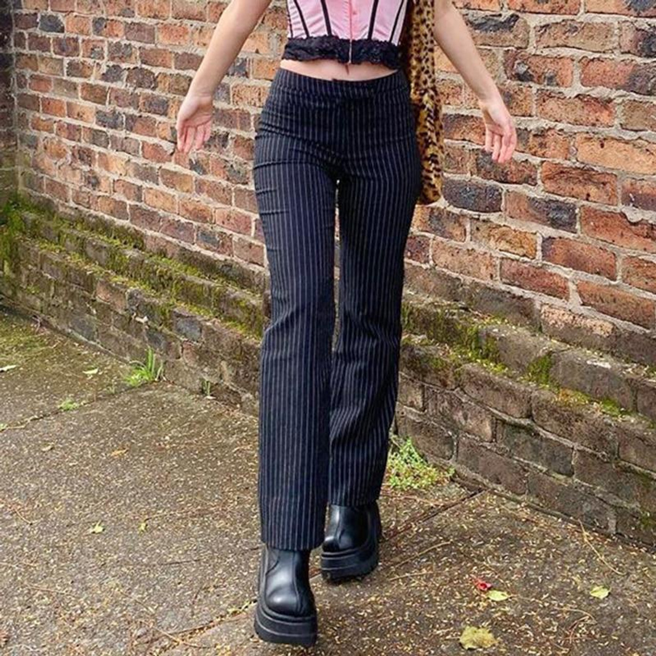 y2k aesthetic black striped pants cosmiquestudio aesthetic outfits 5 18151.1643995952