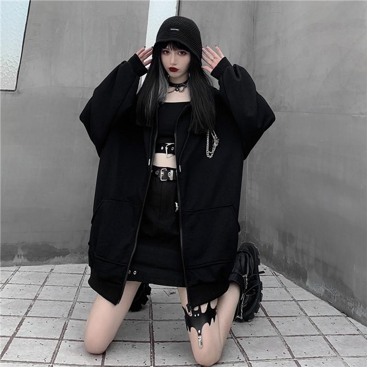 Grunge Devil Hooded Puffer Jacket - Cosmique Studio