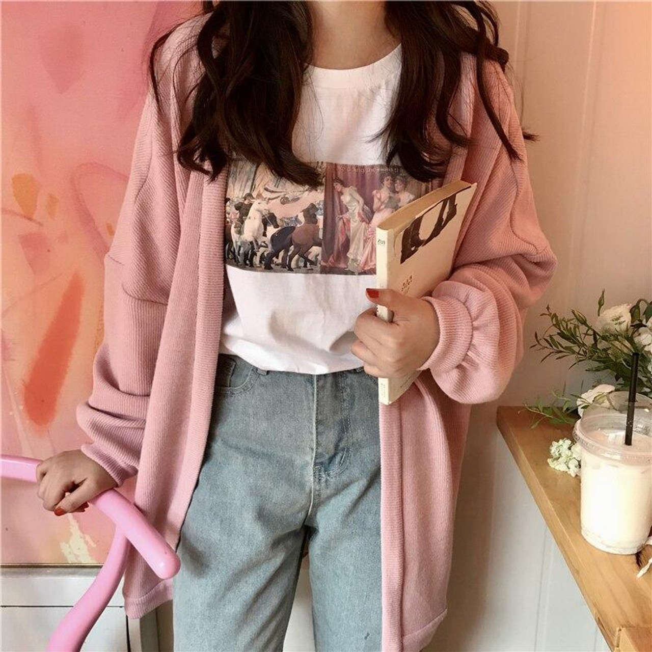 Aesthetic Pastel Loose Cardigan