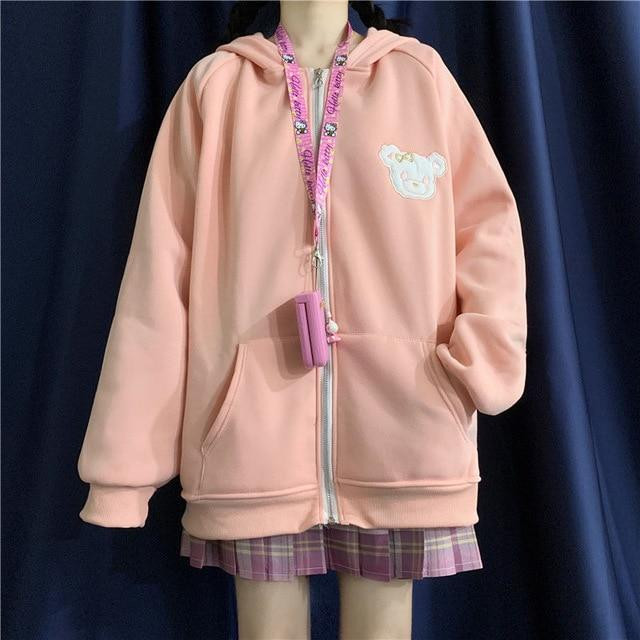 Cosmique Studio Kawaii Rabbit Ears Hoodie | Pink | XXL