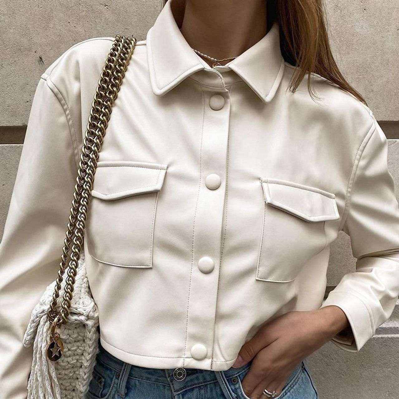 STREETWEAR EDGY CROP PU LEATHER JACKET - Cosmique Studio