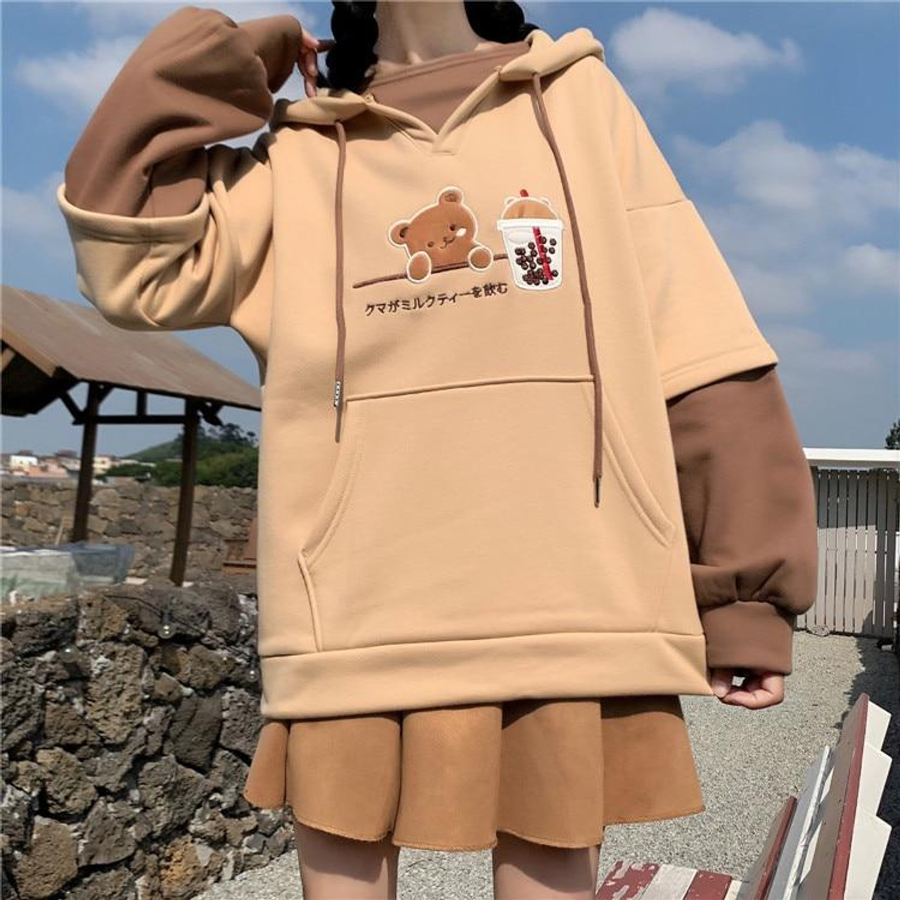HARAJUKU CUTE BEAR HOODIE - Cosmique Studio