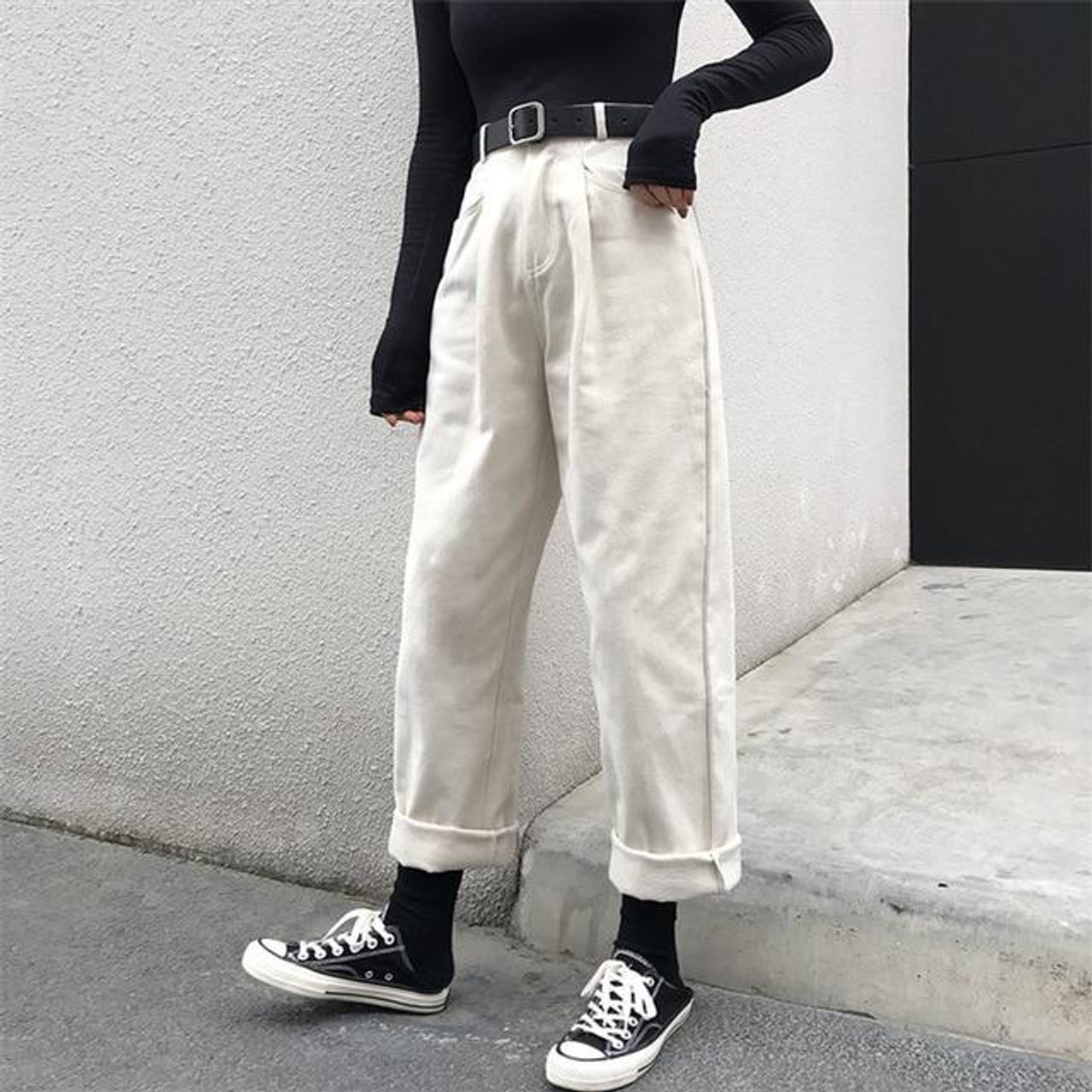 Korean Baggy Loose Fit Pants For Men - White – Seoul Pant