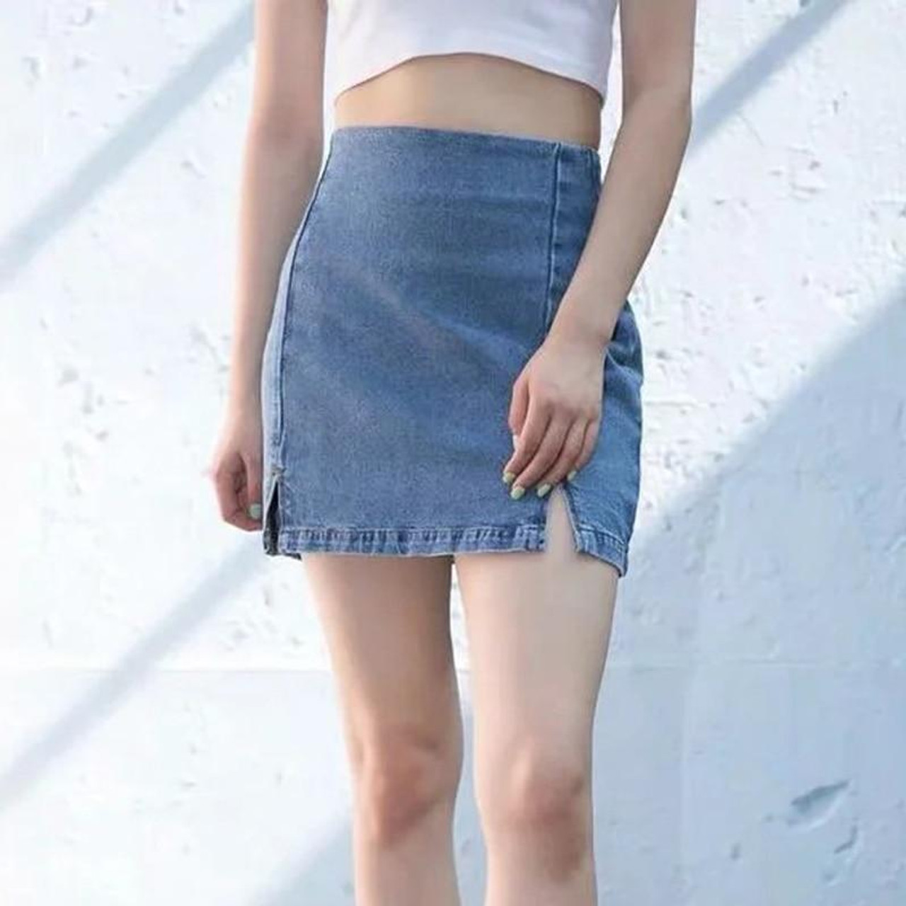 Y2k Pleated Denim Mini Skirt - Cosmique Studio