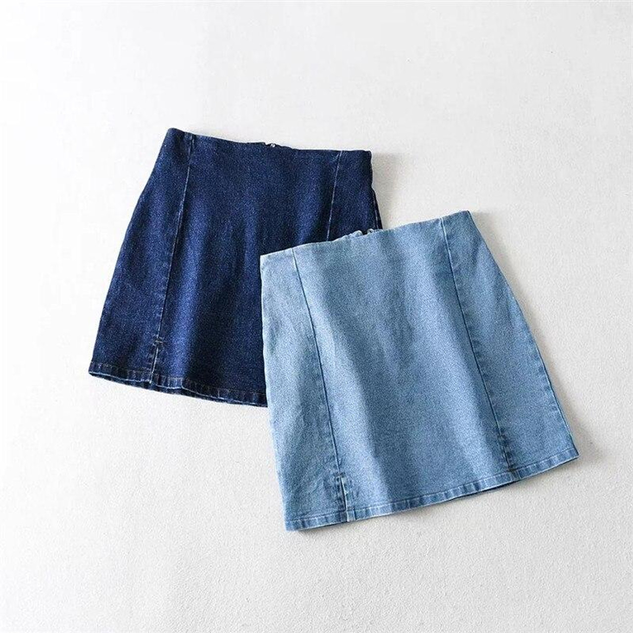 Y2k Pleated Denim Mini Skirt - Cosmique Studio