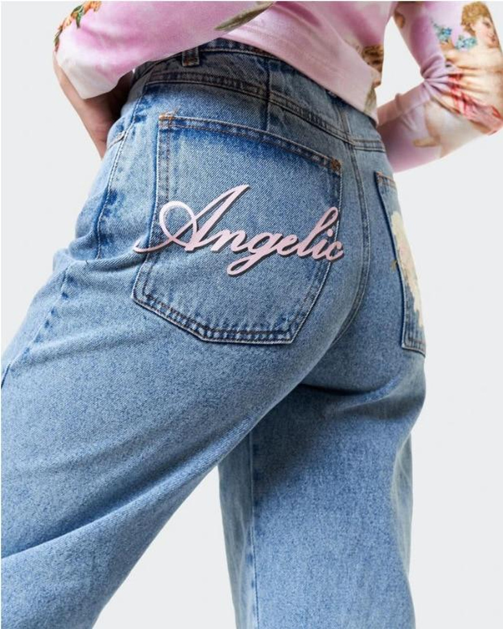 Y2K STAR BLUE FLARE JEANS - Cosmique Studio