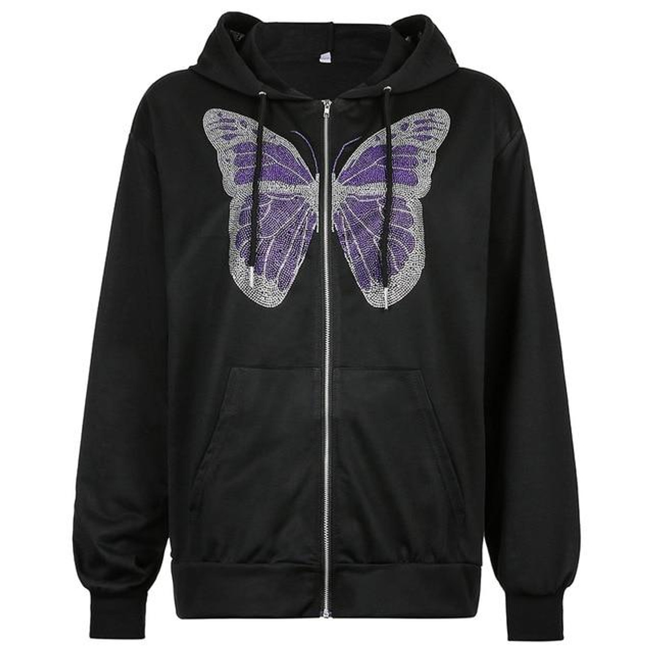 Y2K BUTTERFLY ZIPPER HOODIE - Cosmique Studio