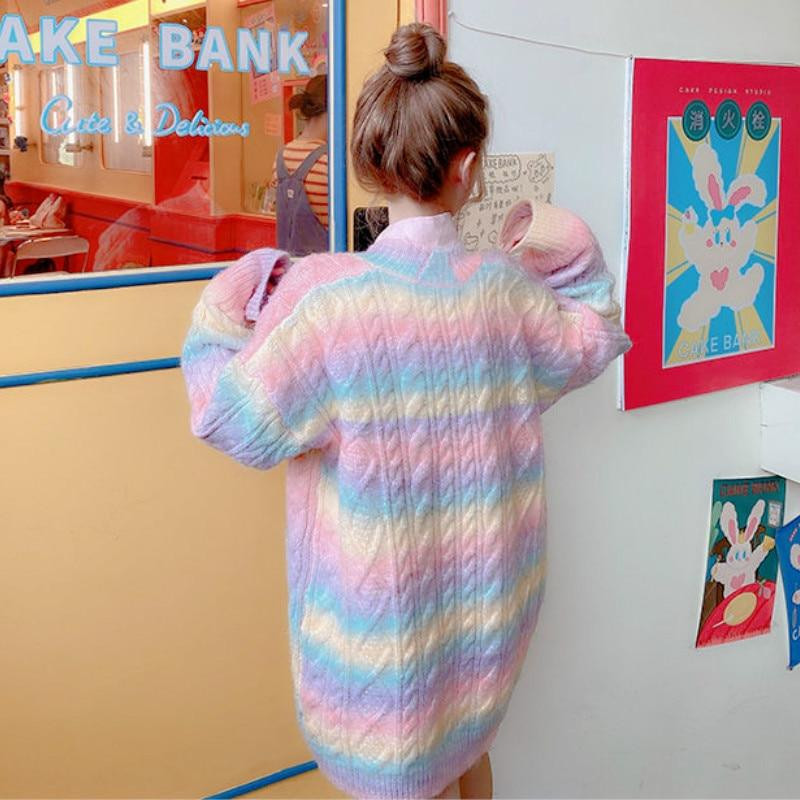 SOFT GIRL RAINBOW KNITTED SWEATER 