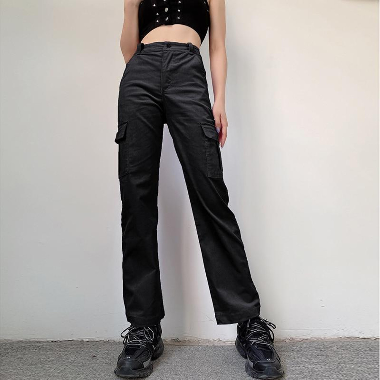 Y2K BAGGY HIGH WAIST CARGO PANTS - Cosmique Studio