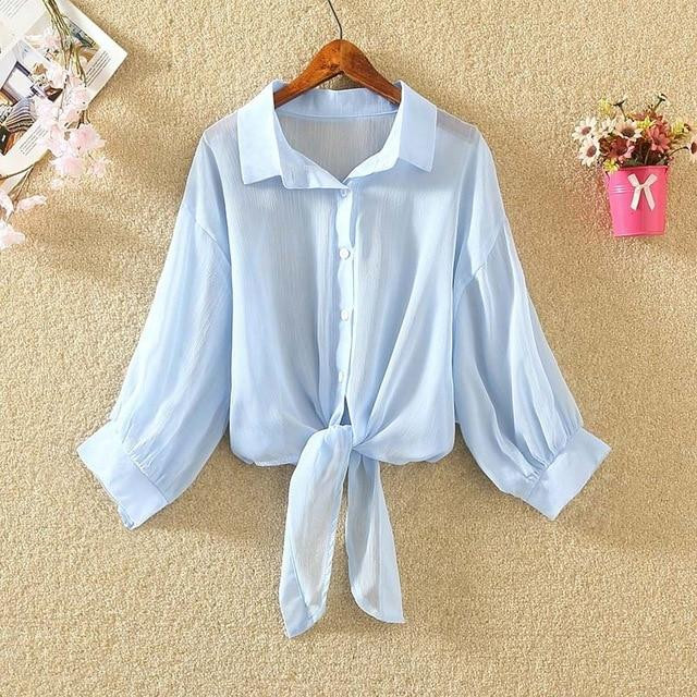 ELEGANT WHITE CHIFFON SHIRT - Cosmique 