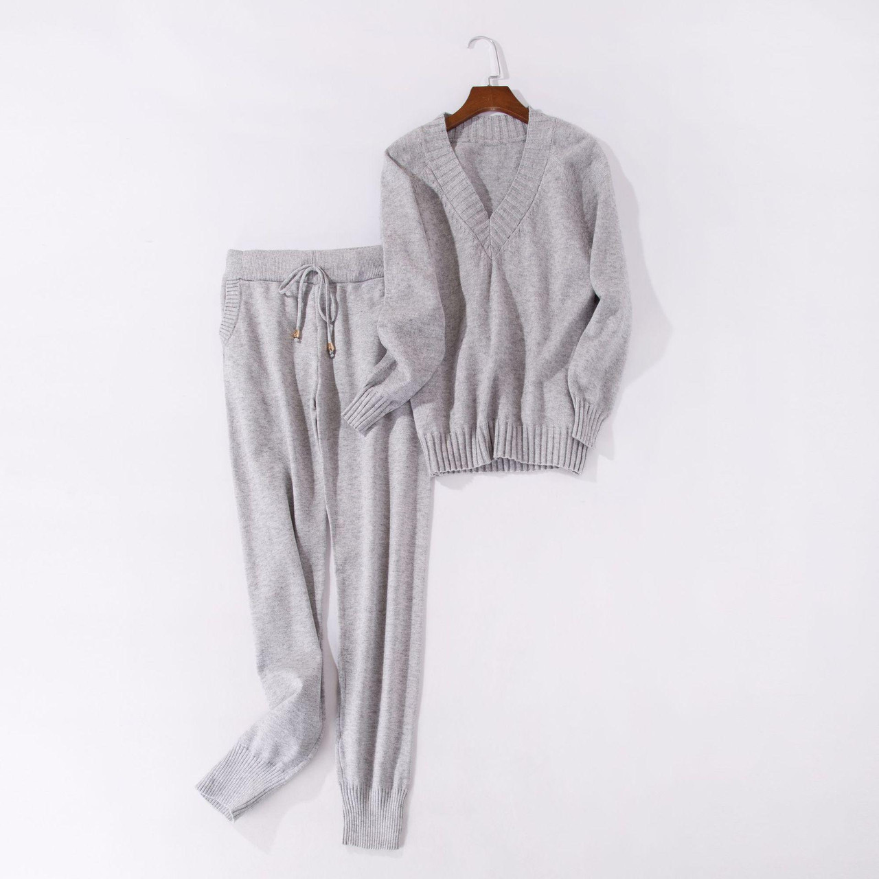 WOOLEN KNITTED TWO PIECE TRACKSUIT - Cosmique Studio