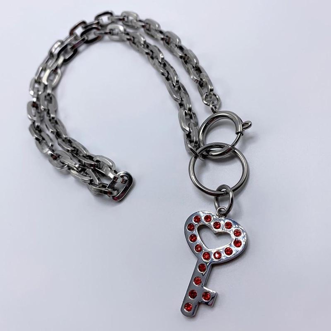 Edgy Heart Key Chain Necklace