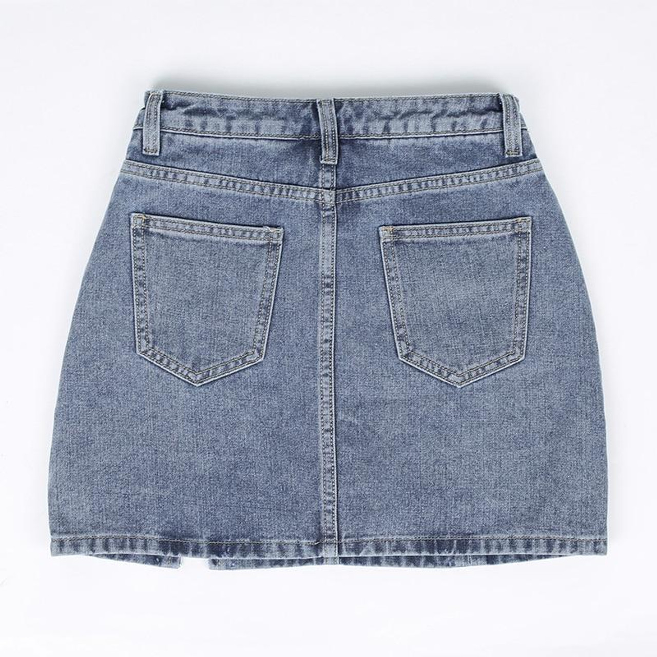 Y2K HIGH WAIST SLASH DENIM SKIRT - Cosmique Studio