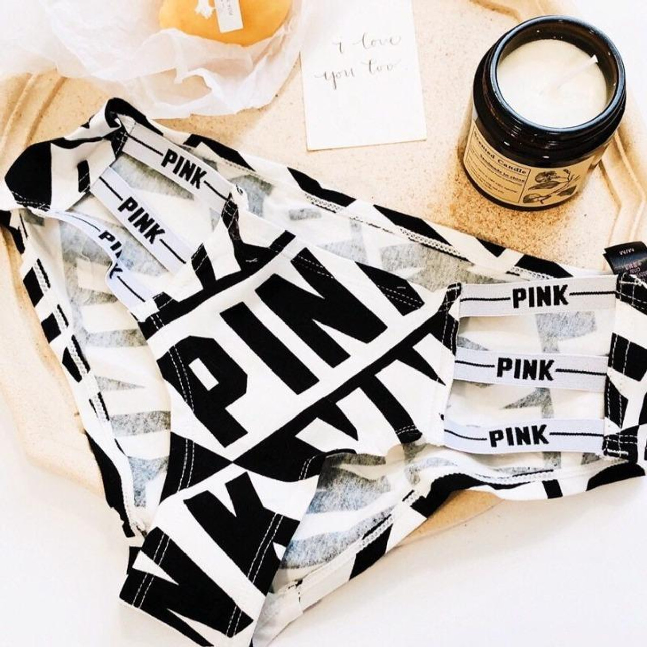 PINK LETTER TRIPLE STRAP PANTY - Cosmique Studio