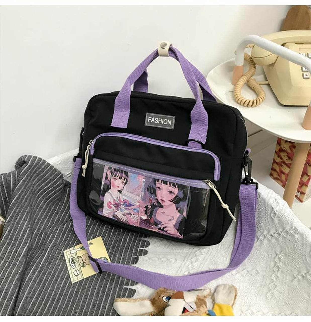 KAWAII STYLE SQUARED ANIME PRINTED HAND AND SHOULDER BAG - Cosmique