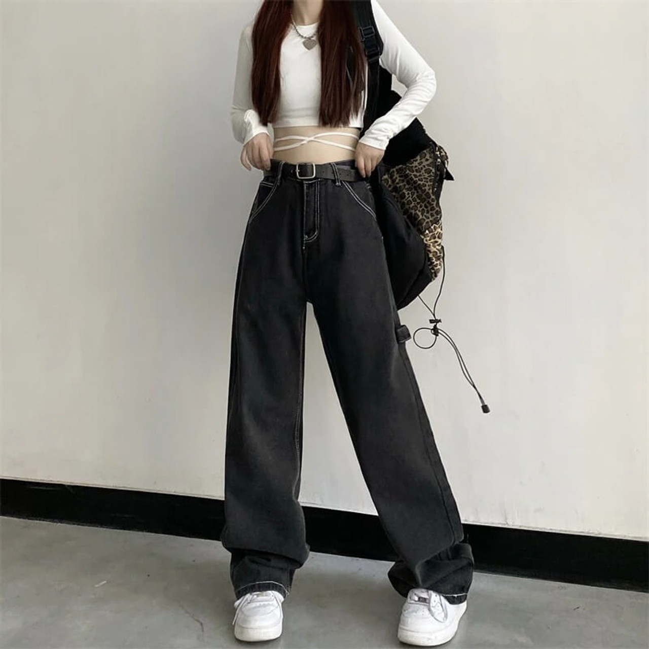 Y2k Stitch Wide Leg Black Cargo Pants Review Your Product Now