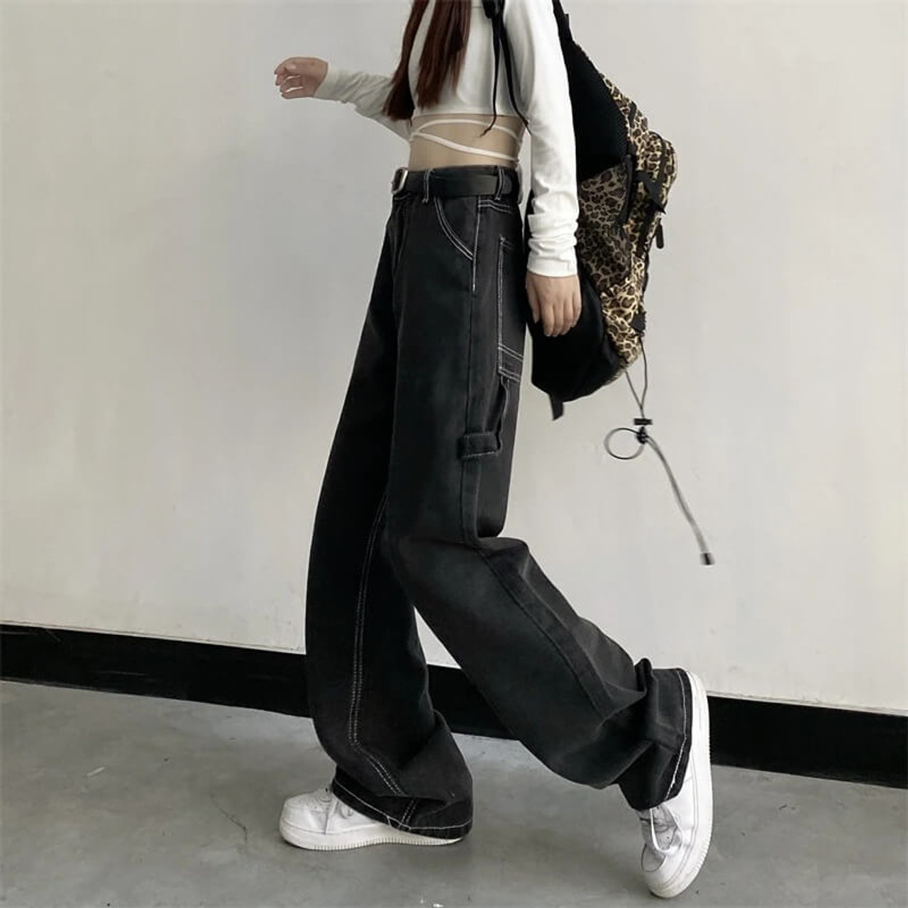 Y2K BAGGY HIGH WAIST CARGO PANTS - Cosmique Studio