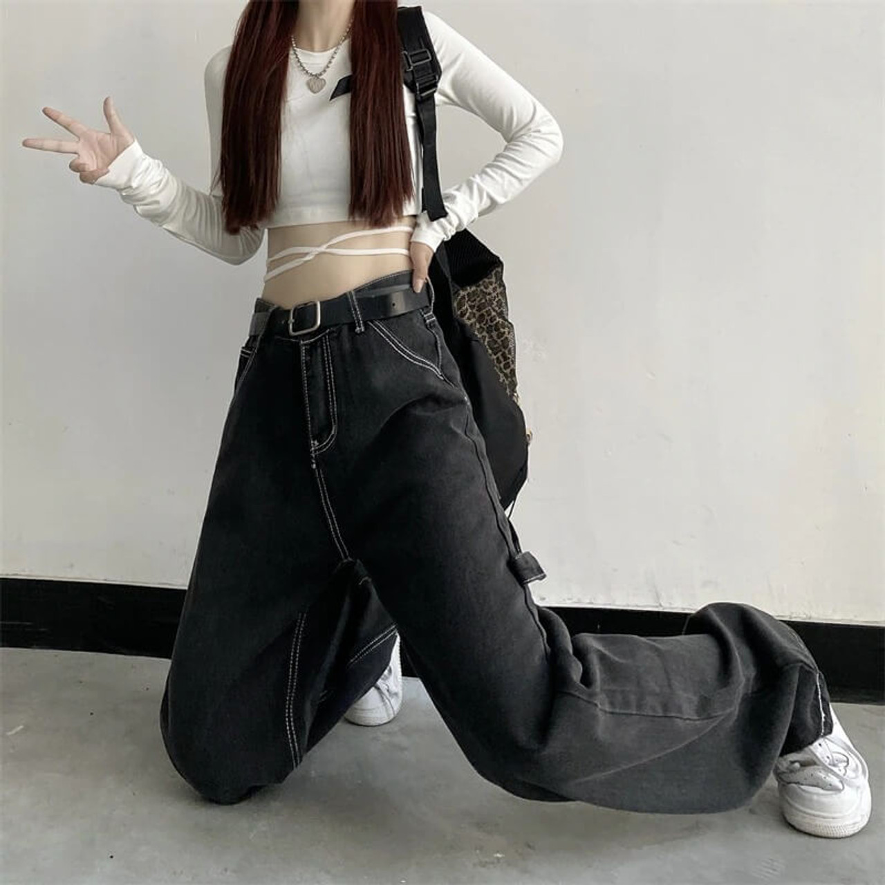 Y2k Baggy Denim Pants - Cosmique Studio