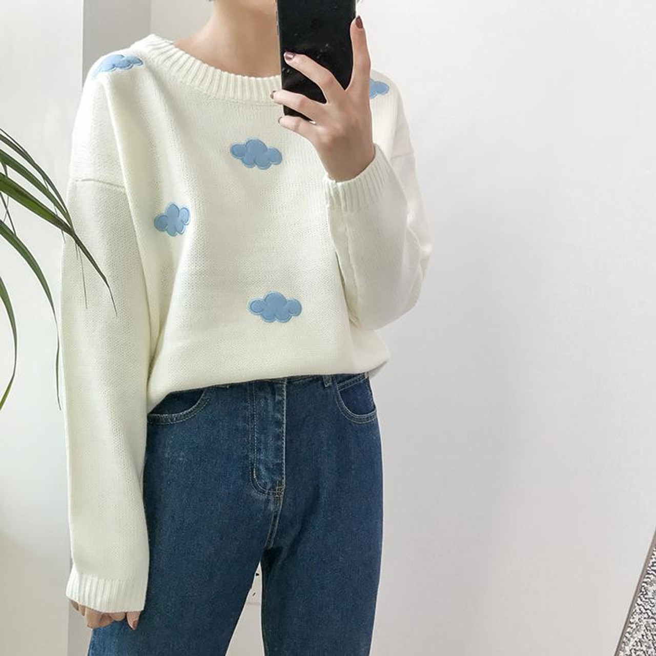 Clouds Knitted Vest Soft Girl Aesthetic Kawaii Cute Sweaters for