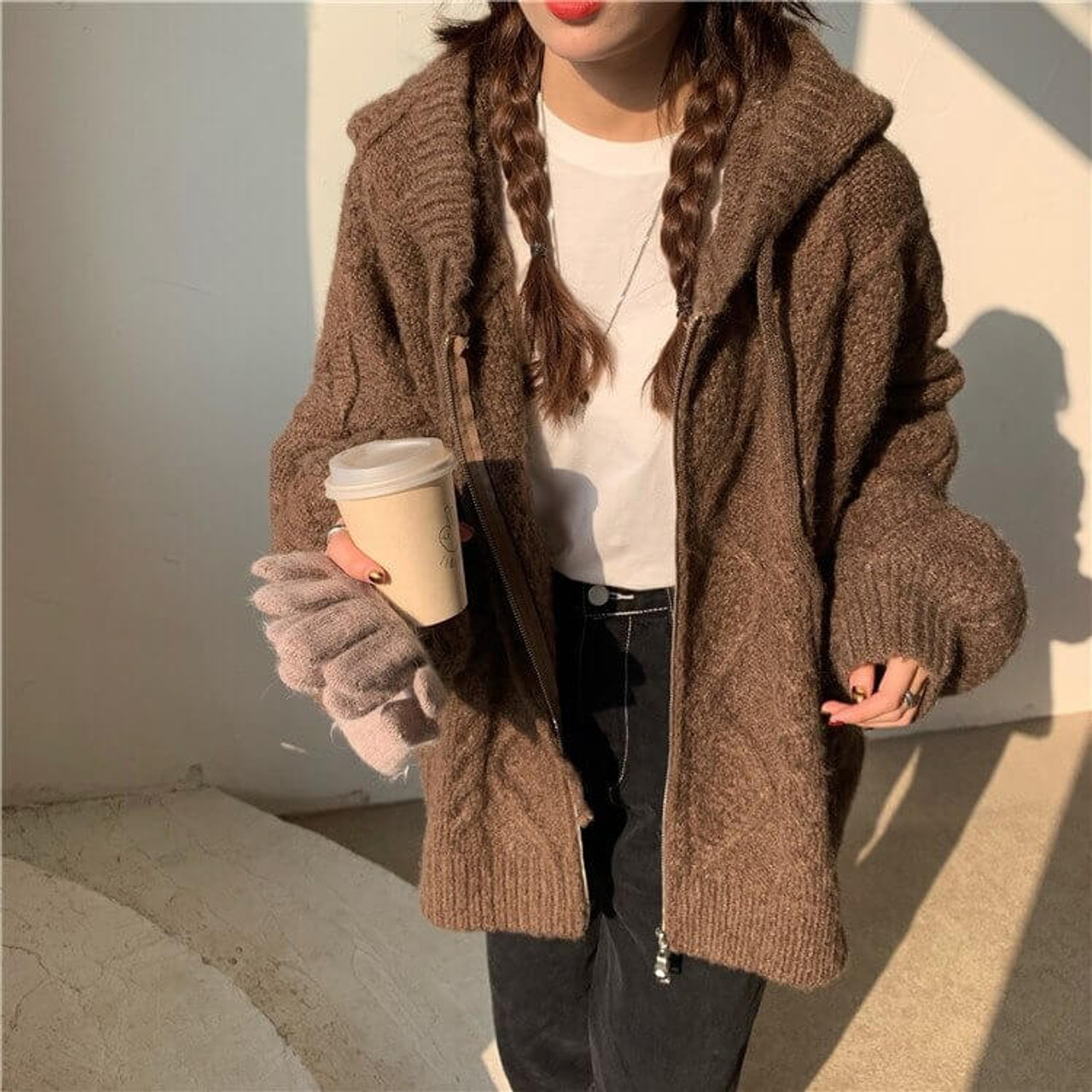 Grandma Hooded Cardigan Jacket