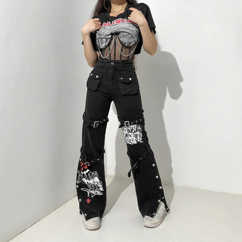 Egirl Buckle Cargo Pants - Cosmique Studio