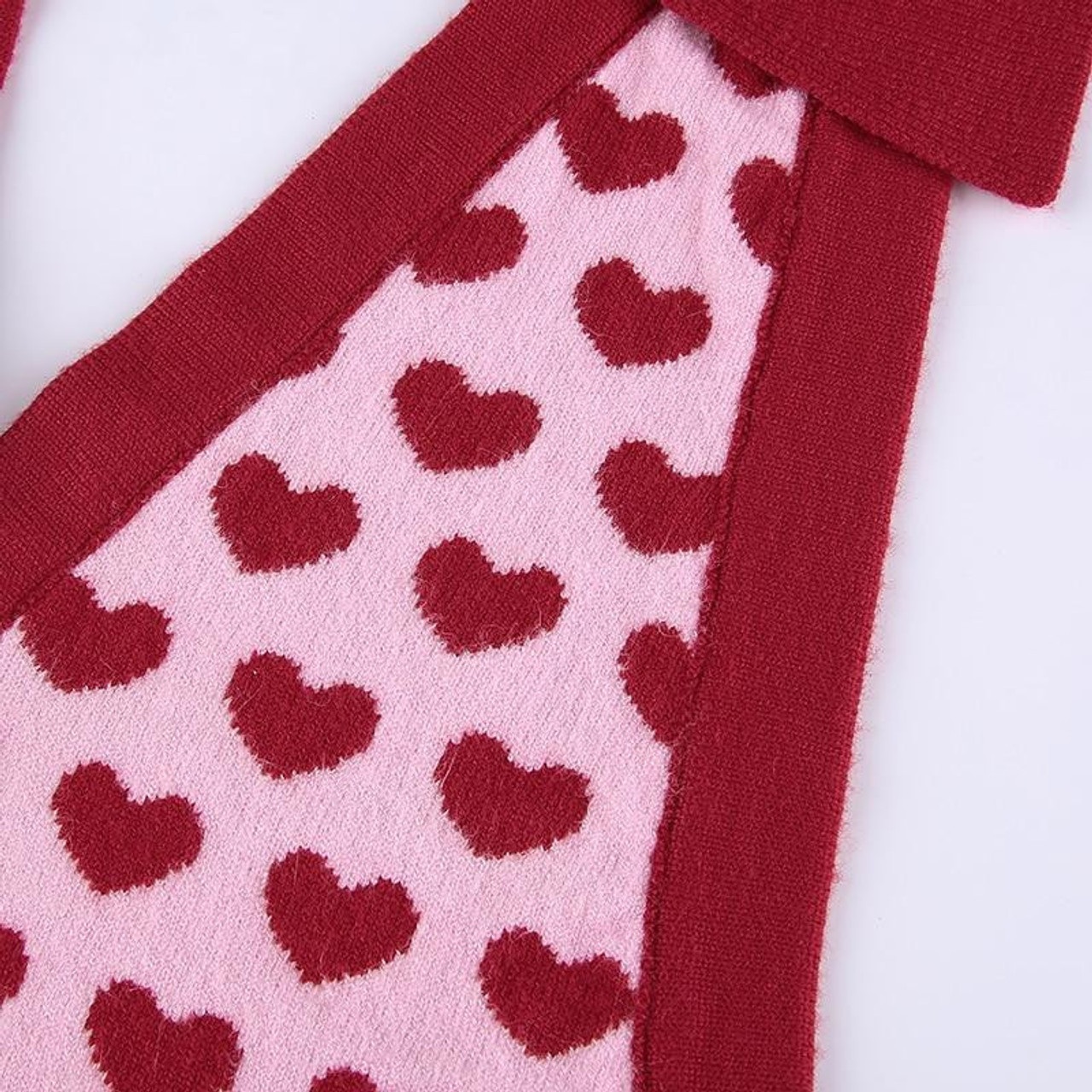 Y2K COLLARED HEART PATTERNED PINK CROP TOP - Cosmique Studio