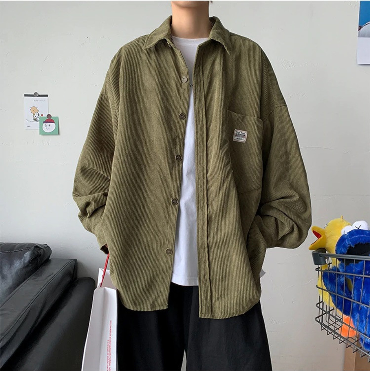 KOREAN CORDUROY MEN SHIRT - Cosmiquestudio.com