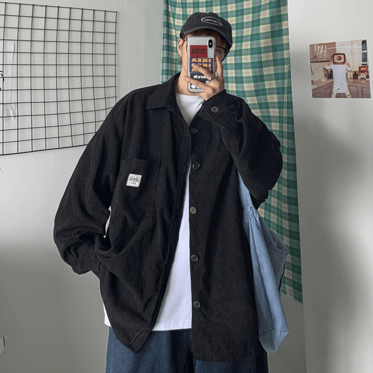 KOREAN CORDUROY MEN SHIRT - Cosmiquestudio.com