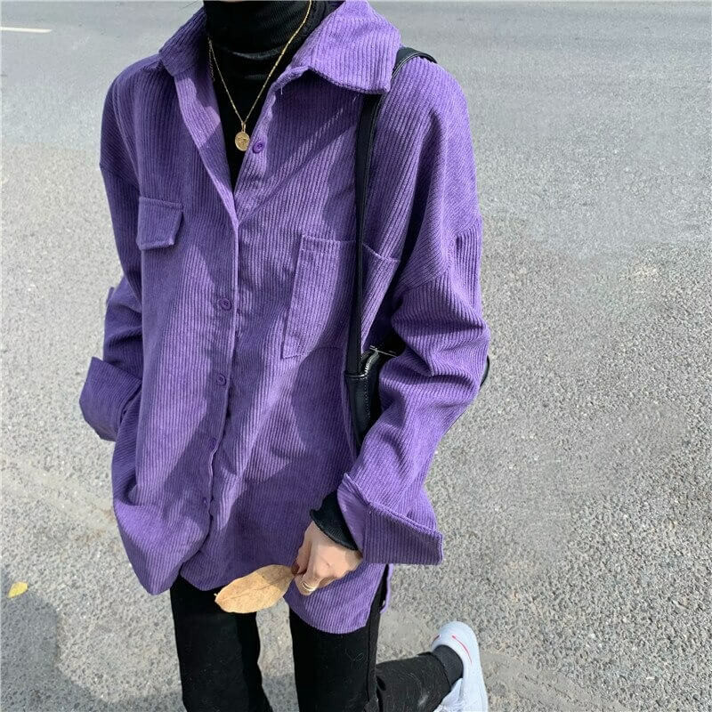 Bf Style Corduroy Purple Shirt - Cosmique Studio
