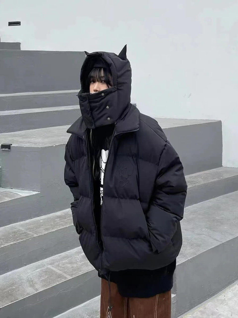 winter cat in puffer jacket meme