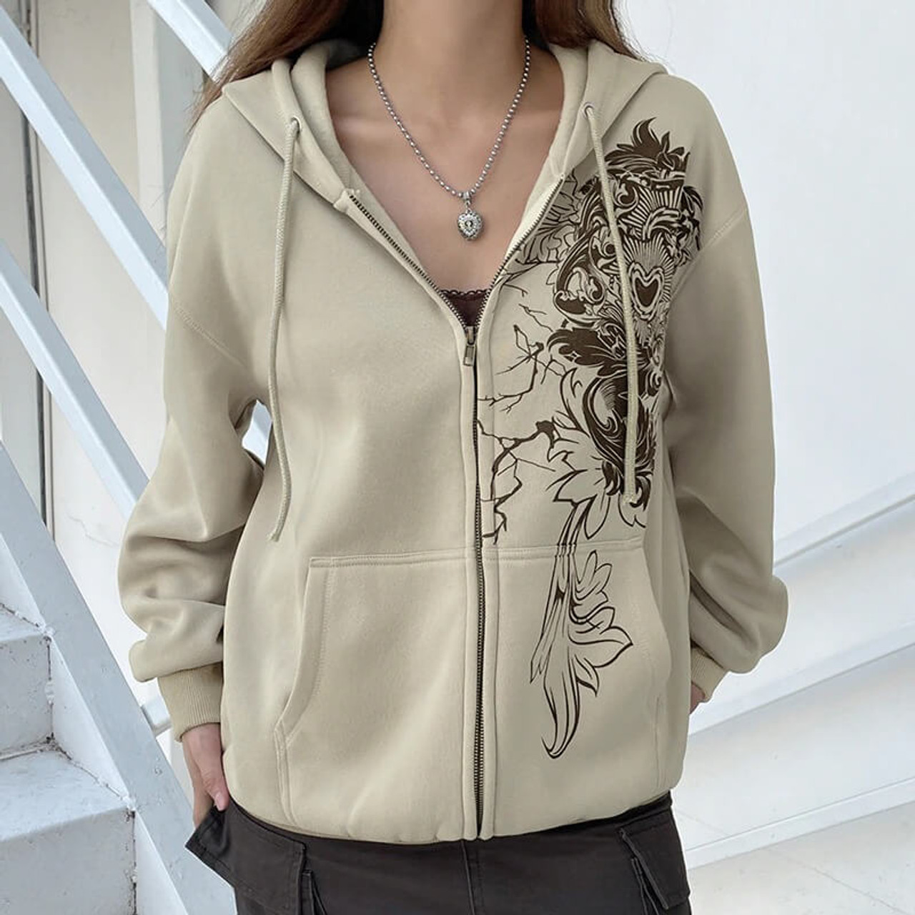 Fairy Grunge Zip Up Hoodie - Cosmique Studio