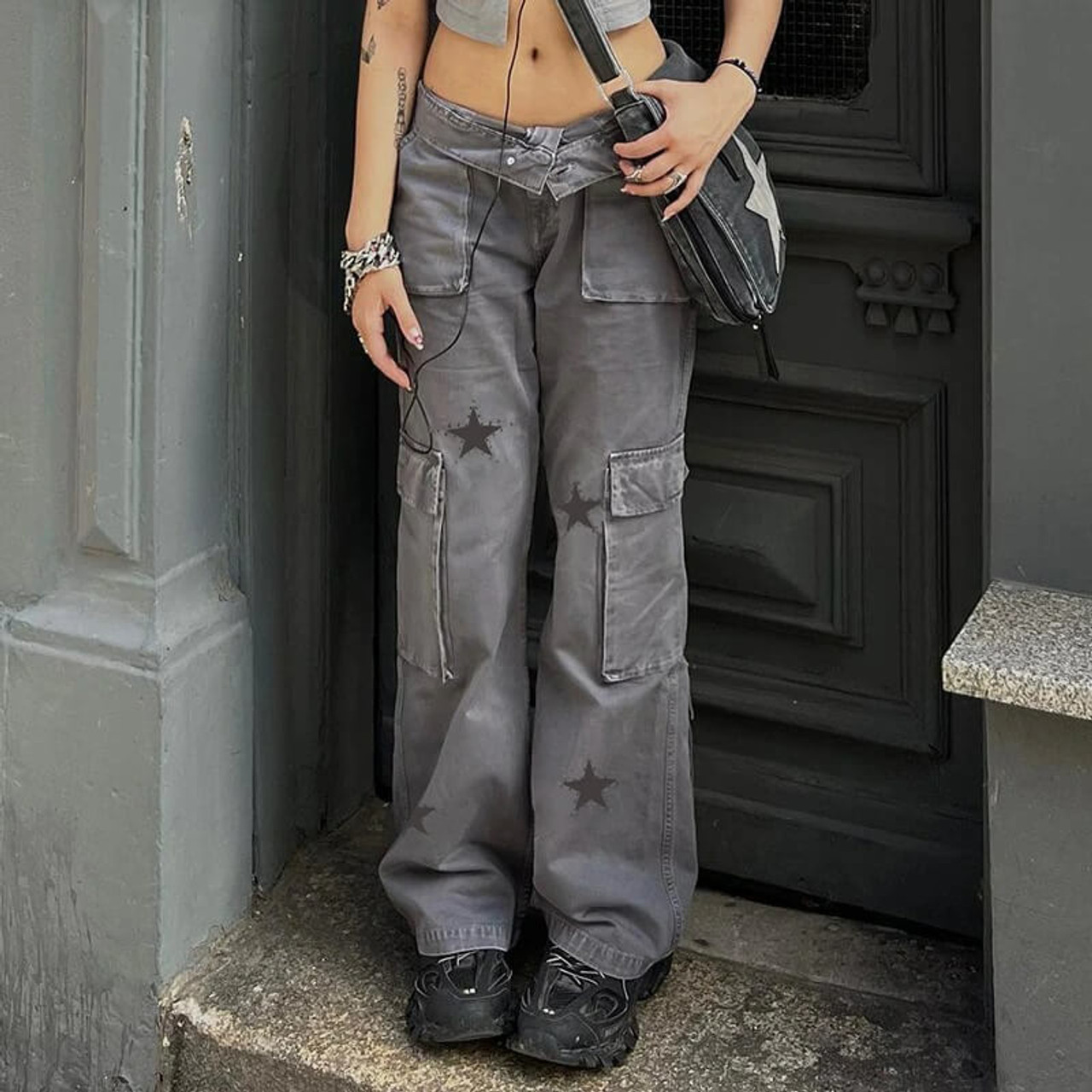 Grunge Stars Cargo Pants - Cosmique Studio