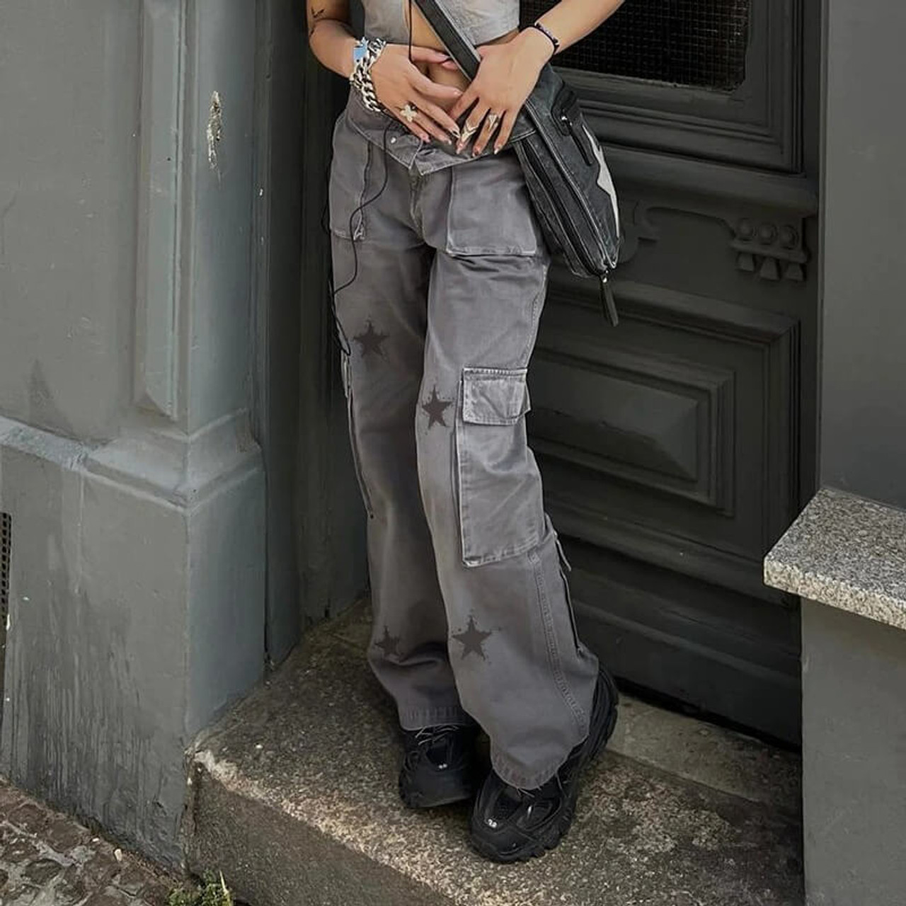 Grunge Stars Cargo Pants - Cosmique Studio