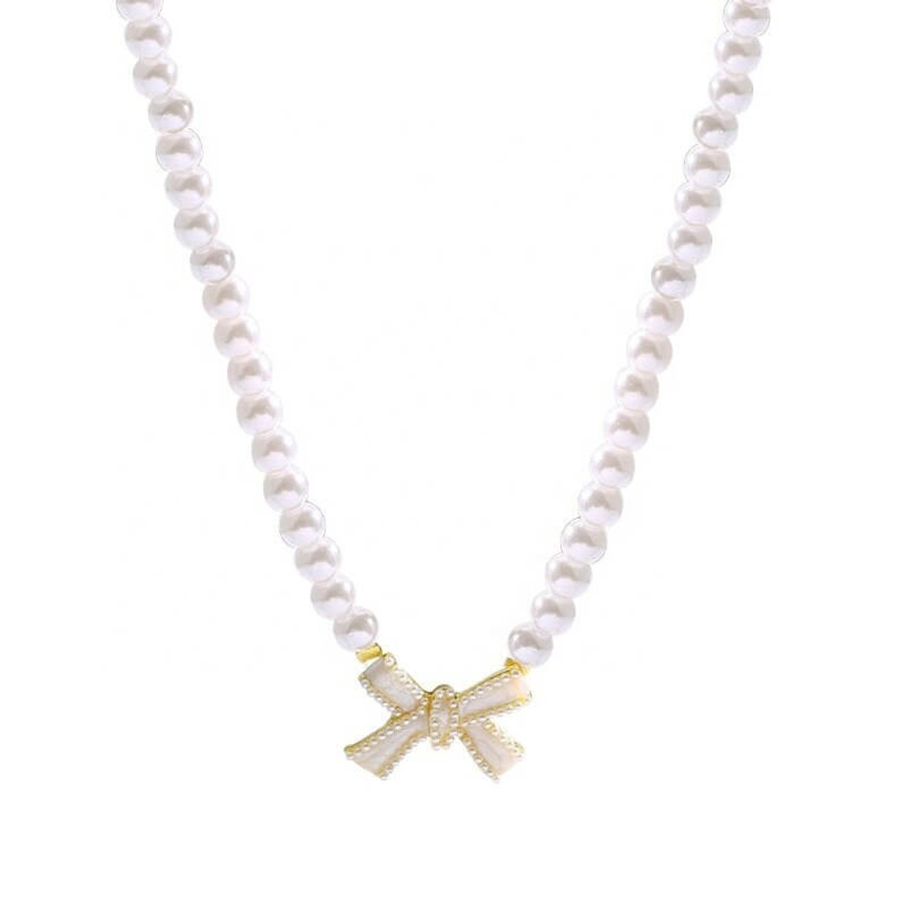 タナカダイスケ pearl ribbon chain necklace pearl ribbon chain necklace(FREE SILVER): tanakadaisuke