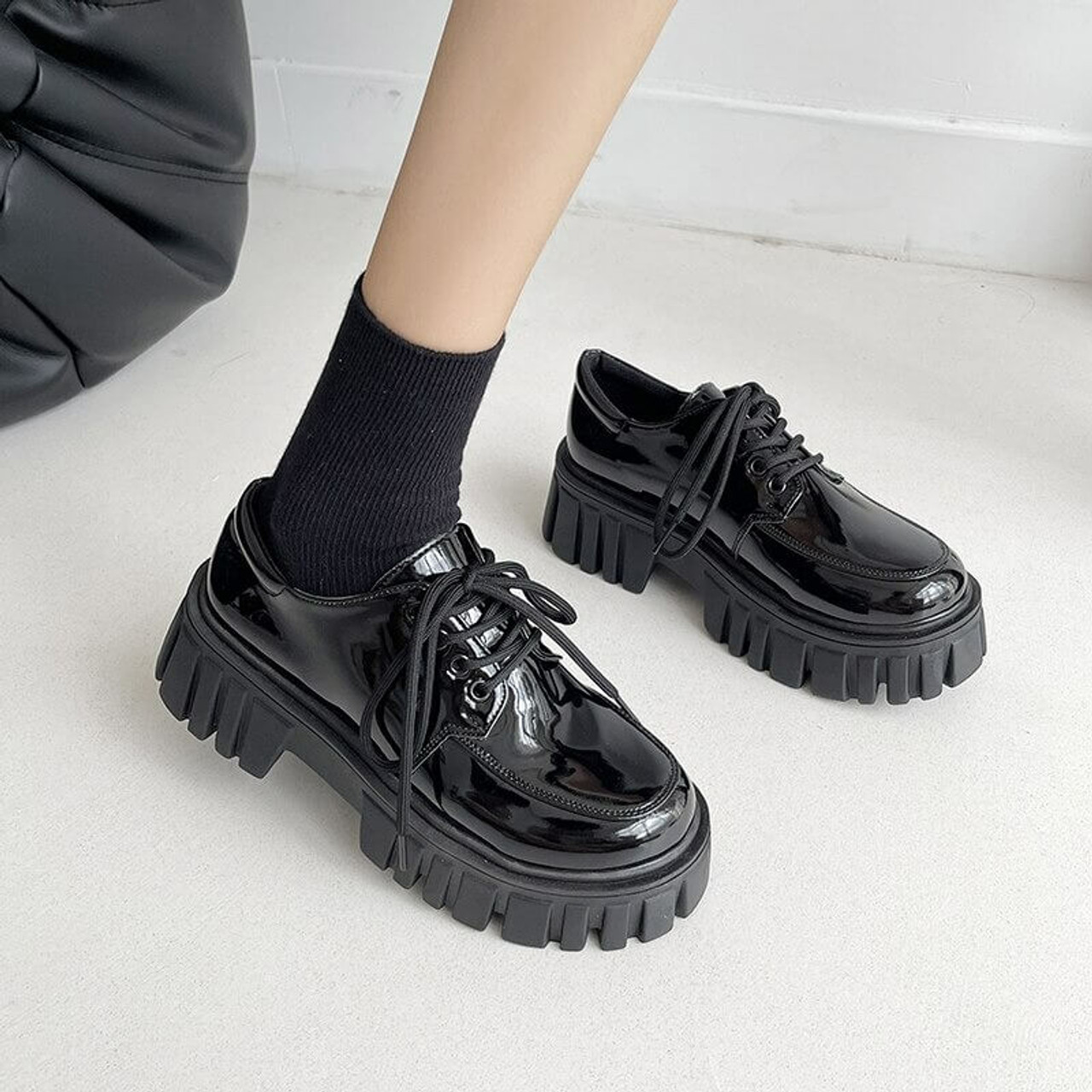 Dark Academia Flat Chunky Shoes - Cosmique Studio