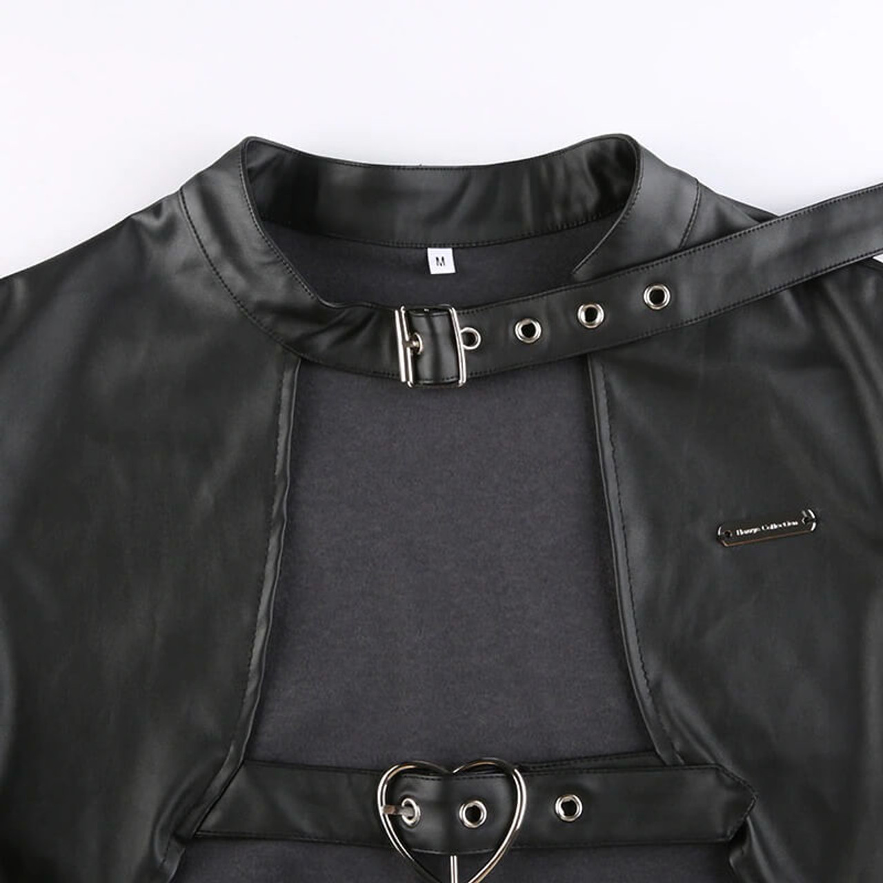 Gothic Pu Leather Belt Jacket - Cosmique Studio