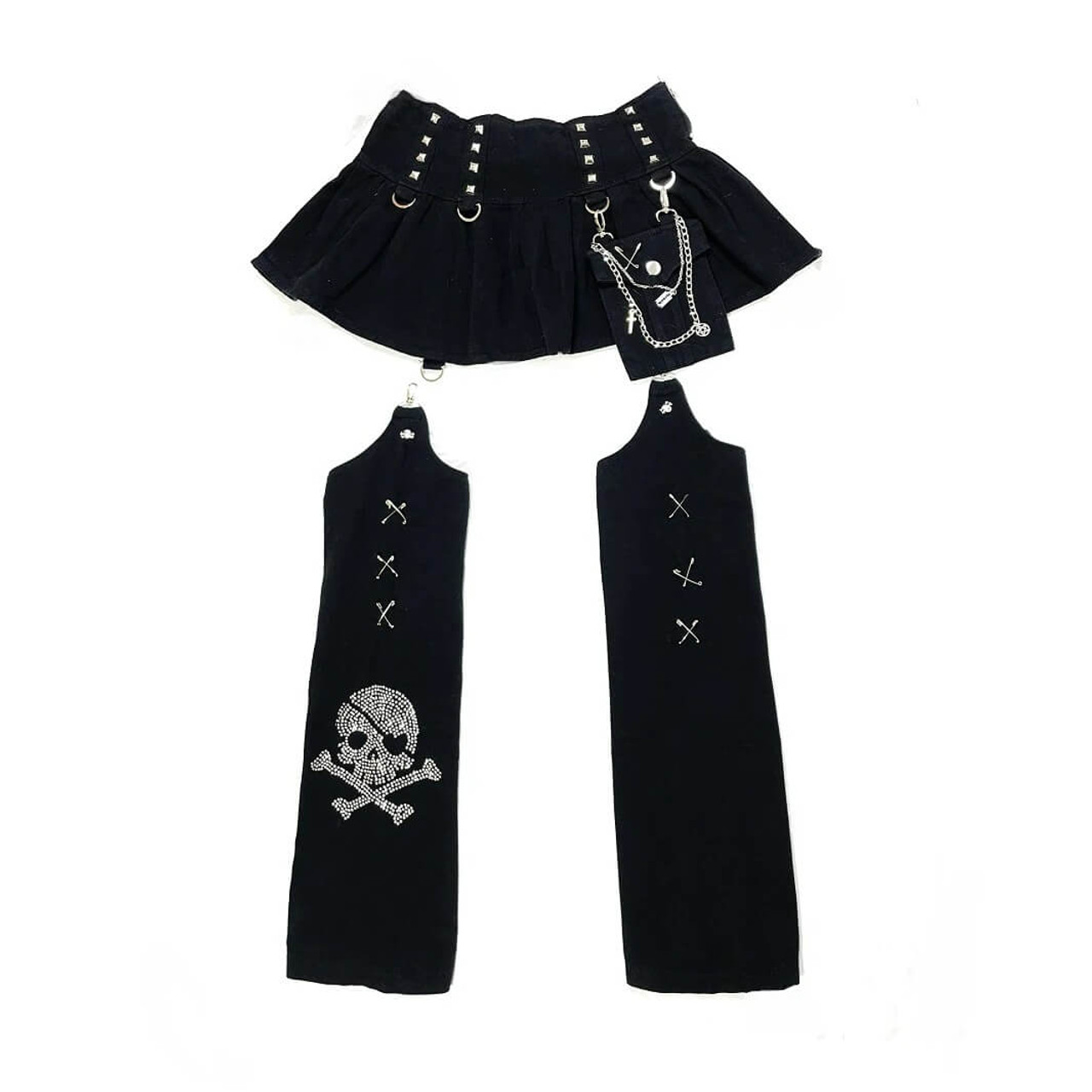 Gothic Skull Detachable Mini Skirt - Cosmique Studio