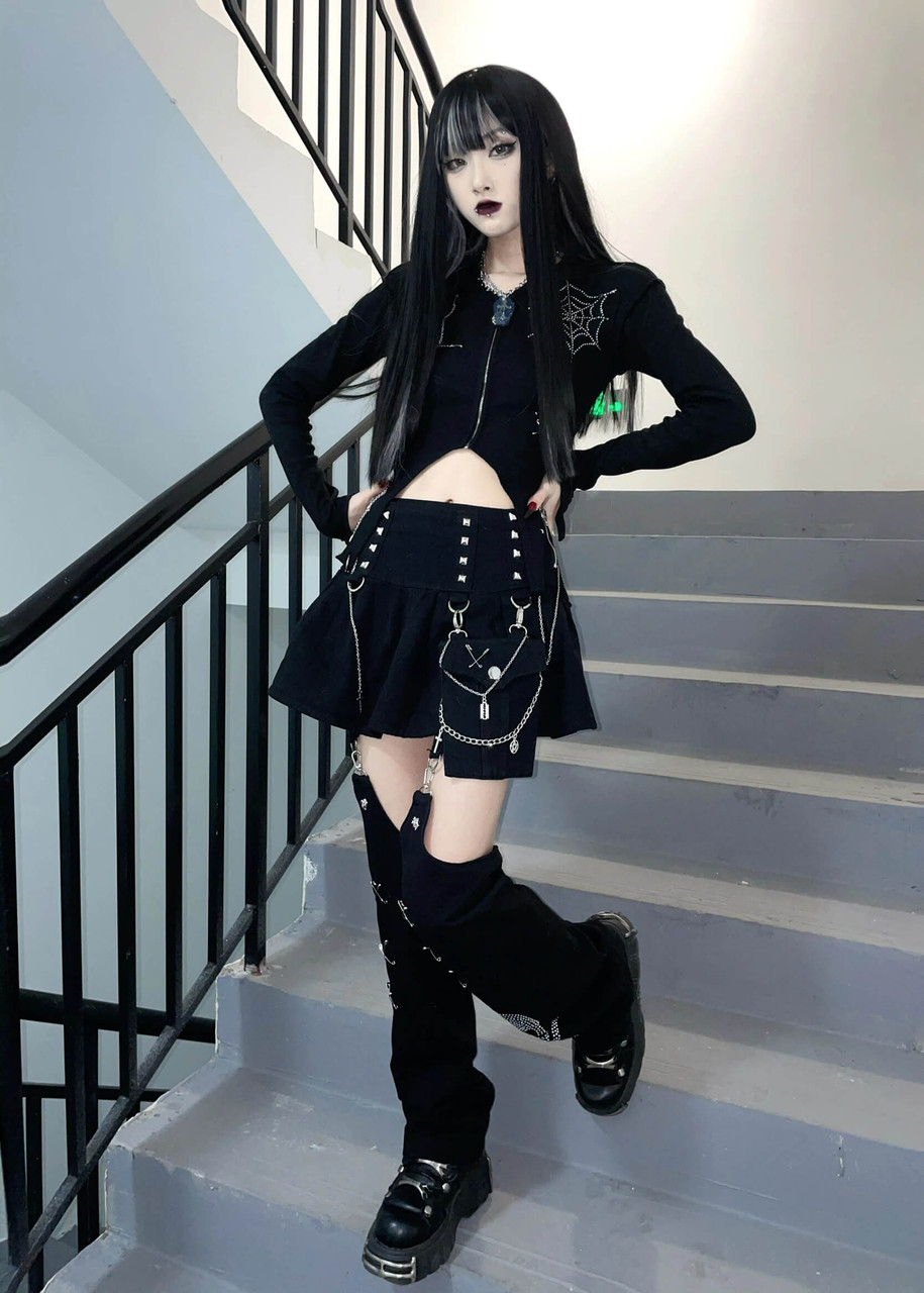 Gothic Skull Detachable Mini Skirt - Cosmique Studio